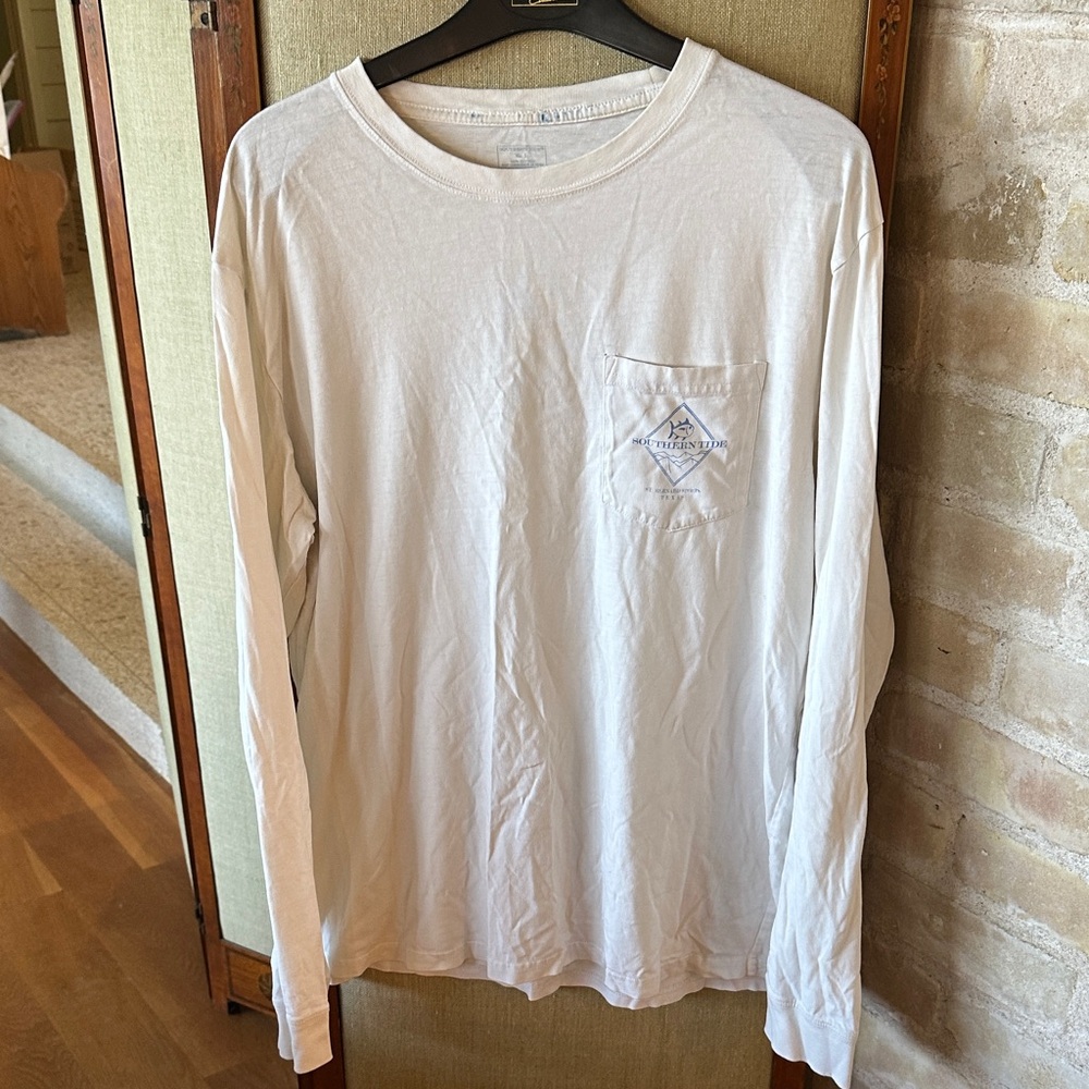 Men's Southern Tide St. Bernard Sports Texas Size L White LongSleeve Shirt